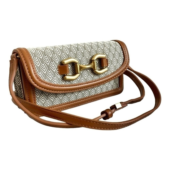 Women Small Bag ZARA Front Flap Crossbody Bag Brown Tan PU Leather Shoulder Bag - Picture 4 of 8